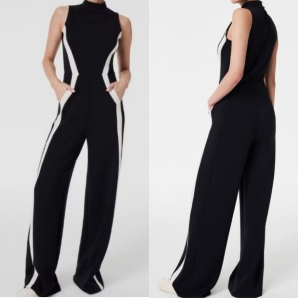 Spanx black and white stretch jumpsuit